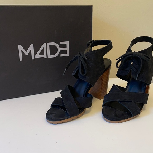 M4D3 Madi Black Nubuck Goat Sandal - Picture 1 of 3